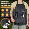 Itopfox 5-Piece Grill Utensil Set with Brush & Storage Apron, Heavy Duty BBQ Tools with Long Wood Handle, Stainless Steel Grilling Accessories - 2 of 4