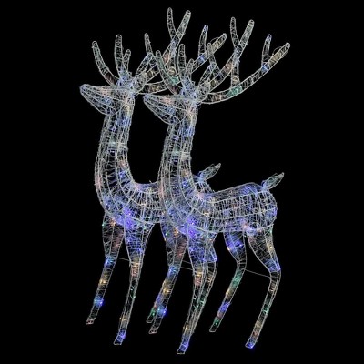 vidaXL XXL Acrylic Christmas Reindeer with 250 LED Lights - Indoor/Outdoor Decorations, Weather Resistant, Energy Saving, Multicolored, 70.9"