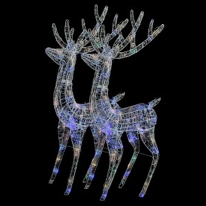 vidaXL XXL Acrylic Christmas Reindeer with 250 LED Lights - Indoor/Outdoor Decorations, Weather Resistant, Energy Saving, Multicolored, 70.9" - 1 of 4