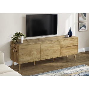 71" Laminate Mid-Century TV Stand Console with 2 Storage Drawers, 2 Cabinets with Adjustable Shelves, Solid Wood Legs, and Cable Management - 1 of 4