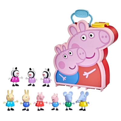 Lot of Peppa Pig Toys Carrying Case ,House and 10 Figures