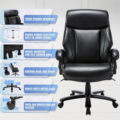 Black Leather High Back Executive Swivel Office Chair