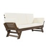 CAVINAS Outdoor Patio Outdoor Seating Sets, Wooden Daybed Sofa Chaise Lounge with Cushions for Small Places, Brown Finish and Beige Cushion - 4 of 4