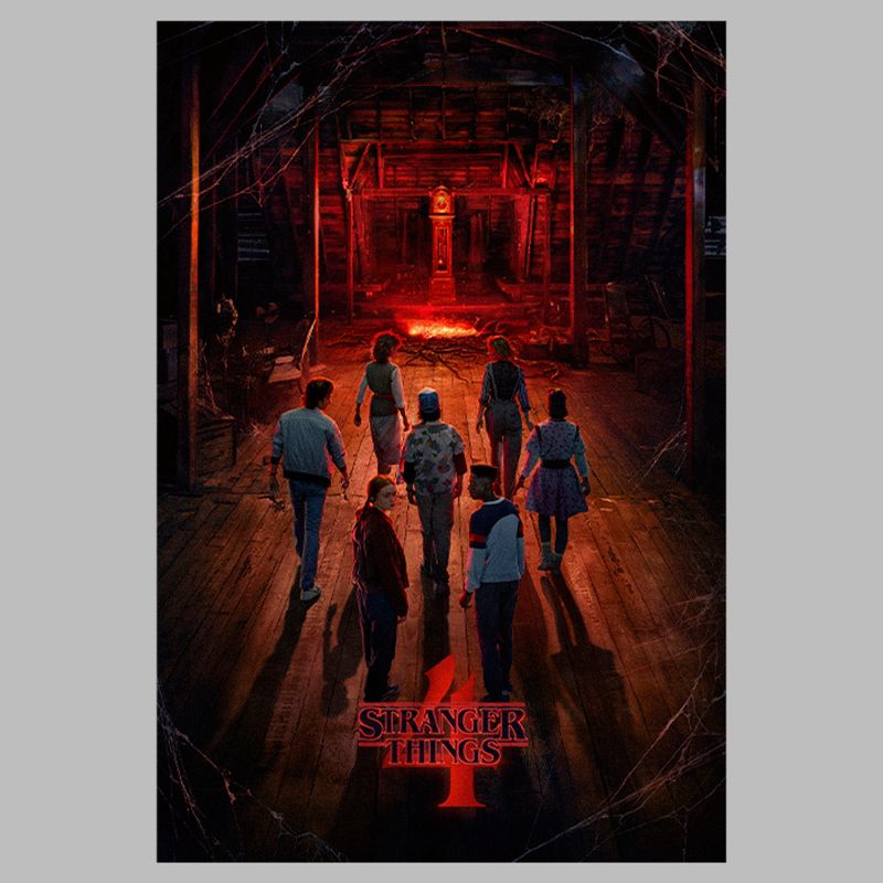 Boy's Stranger Things Caution Creel House Rift Poster Pull Over Hoodie, 2 of 5