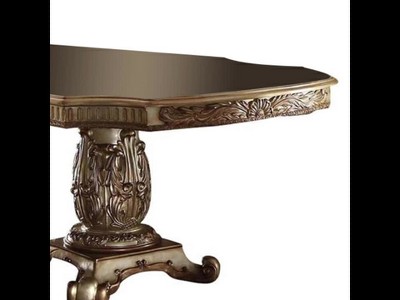 Vendome Gold Patina & Bone Extendable Solid Wood Dining Table