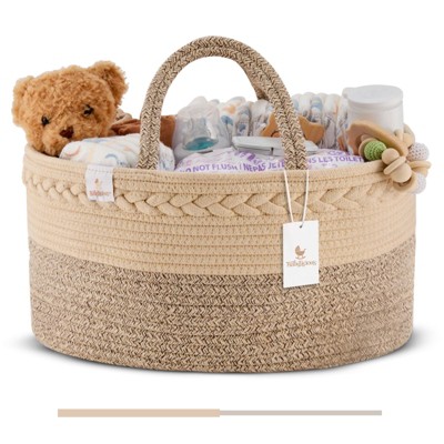Babylicious XL Cotton Rope Diaper Caddy Organizer – Changing Table Storage for Wipes & Newborn Essentials