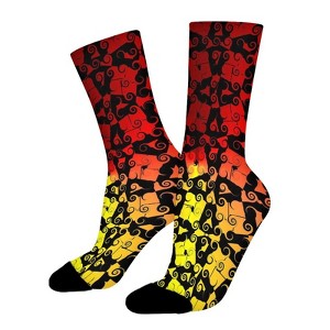 Swirl Black Red Women Printed Crew Socks Funny Funky Socks Soft Polyester Novelty Gifts for Artists Men - 1 of 1