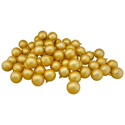 Northlight 60ct Vegas Gold Shatterproof Matte Christmas Ball Ornaments 2.5" (60mm)