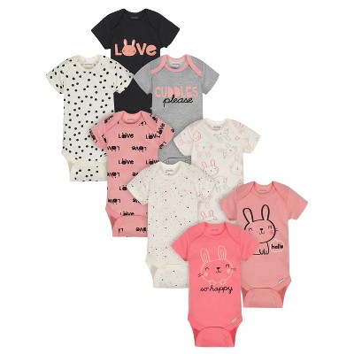 Onesies Brand Baby Girls' Short Sleeve Onesies Bodysuits - Bunny - 3-6 Months - 8-Pack