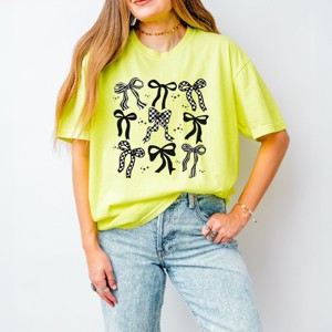 Simply Sage Market Checkered Bows Stacked Garment Dyed Tee - 1 of 4