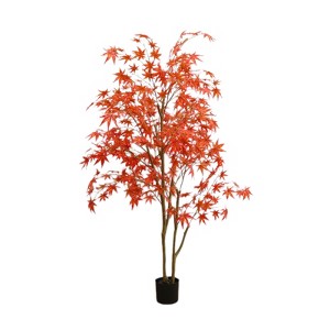 Autumn Maple Artificial Tree Tall Fake Potted Fall Tree with Planter Large Faux Tree Indoor - 1 of 4