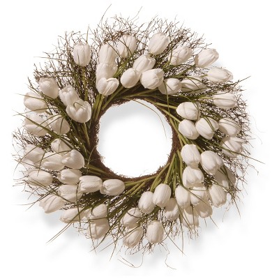 Artificial Tulip Wreath White 24" - National Tree Company