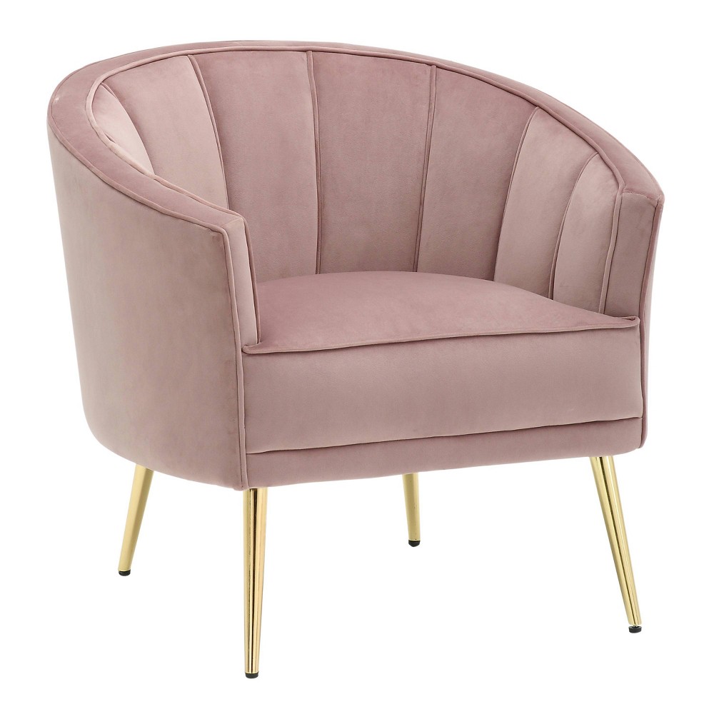 Photos - Chair Tania Contemporary Upholstered Accent  Gold/Blush Pink - LumiSource