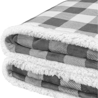 Twin Light Gray and White Sherpa Fleece Reversible Blanket