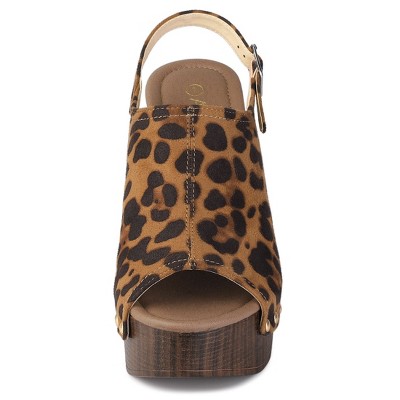 leopard open toe heels