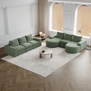 KWPZQEB 99" Cloud Curved Sectional Sofa with Chaise, Convertible L-Shape Couch with Deep Seats, Boneless Couches for Living Room, No Assembly Required - 1 of 4