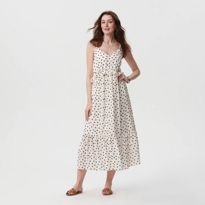 Women's Tiered Maxi Slip Dress - A New Day™ White Polka Dots M