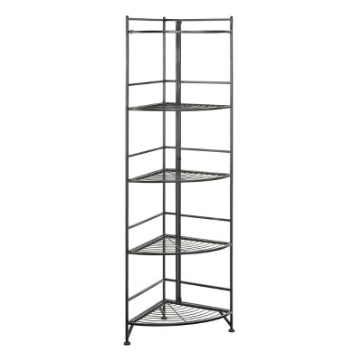 32.5 3 Tier Folding Metal Shelf Black - Breighton Home