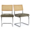 Set of 2 Kylie 20.5" Wider Flannel Upholstered Tufted Seat With Metal Chrome Legs and Woven Rattan Backrest Dining Chairs - Maison Boucle - 3 of 4