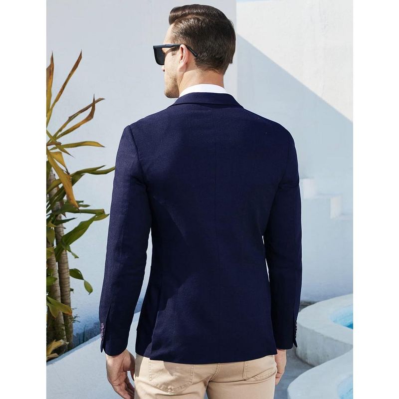 Men's Casual Blazer Linen Sport Coat Two Button Lightweight Jackets Business Daily Suit, 5 of 8