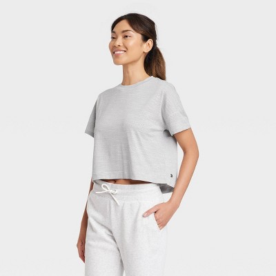 Women's Short Sleeve Back Slit Textured Top - All in Motion™