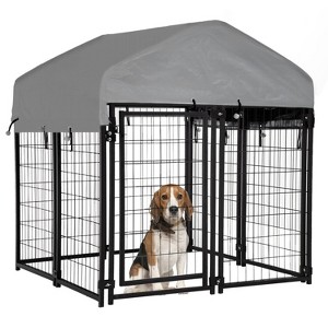 BestMassage Dog Kennel Outdoor Heavy Duty Dog Crate Welded Wire Dog Cage with  Waterproof Removable Top Cover - 1 of 4