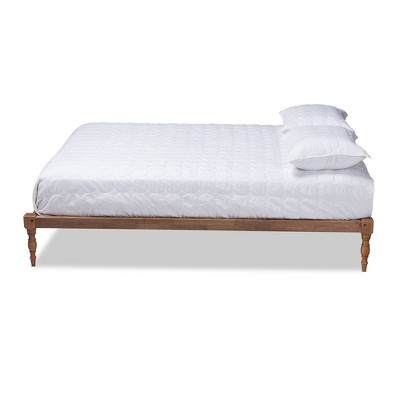 Iseline Contemporary Walnut Brown King Platform Bed with Turned Legs