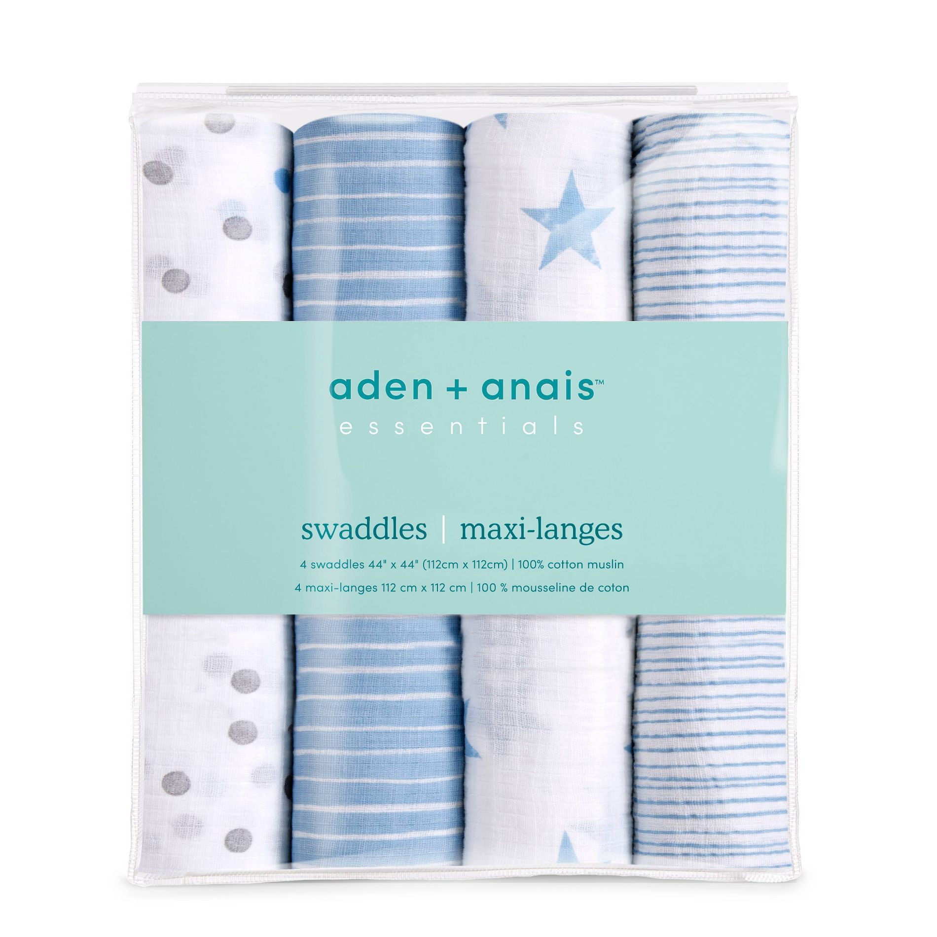 aden + anais essentials 4pk Cotton Muslin Swaddle Blankets