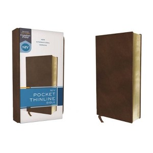 Niv, Pocket Thinline Bible, Leathersoft, Brown, Red Letter, Comfort Print - by  Zondervan (Leather Bound) - 1 of 1