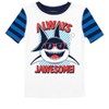 Always Jawsome Youth Boy's Blue & Black Striped Short Sleeve Shirt & Sleep Pants Set - 2 of 4