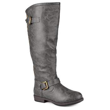 Journee Collection Womens Spokane Stacked Heel Riding Boots Dark Grey 8 ...