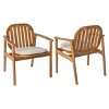 Set of 2 Outdoor Wood Dining Chairs with Cushions and Armrests, Durable and Comfortable Patio Seating for Backyard, Balcony, or Deck–The Pop Home - 2 of 4