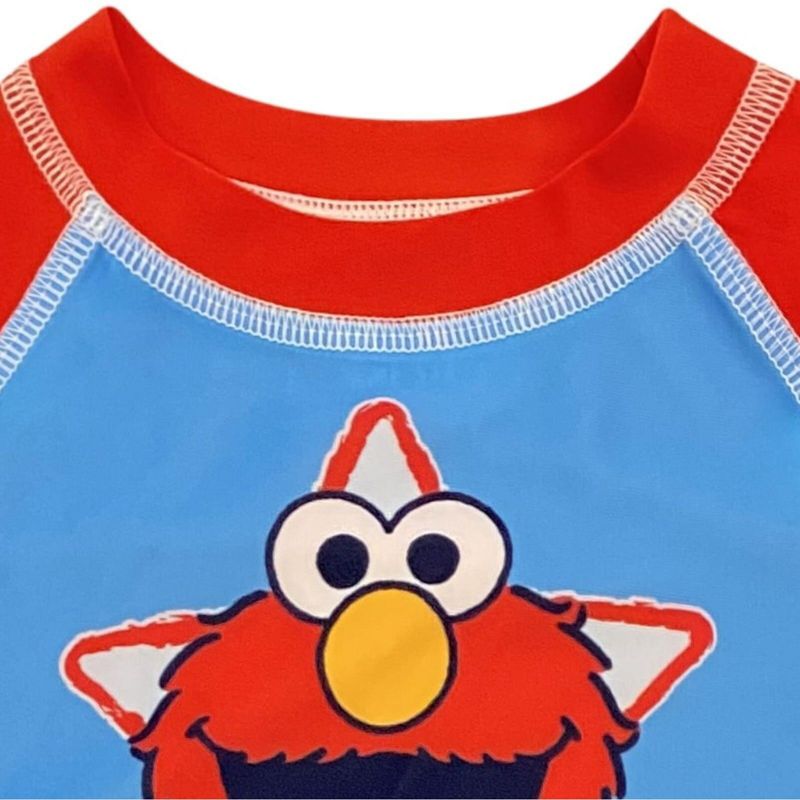 Sesame Street Elmo Baby Pullover Rash Guard and Swim Trunks Outfit Set Infant to Toddler, 3 of 8