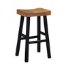 Traditional Solid Wooden Stool Set of 2pc, Contour Seat Oak / Black 29"H - 2 of 4