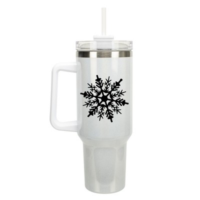 Elanze Designs Falling Snowflake Winter Snow Queen Wrap-Around 40 Oz. Stainless Steel Water Bottle Coffee Mug, Spill & Leak Resistant, Travel Tumbler