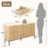 Brafab Rattan Dresser for Bedroom, 9 Drawer Mid-Century Natural Wood Dressers, Long Dresser TV Stand, Boho Closet Organizer Chests of Drawer - 4 of 4