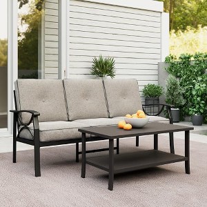 Heynemo Outdoor Patio Furniture Set, 2 Piece Patio Conversation Set, Metal Furniture Set with 3 seat Sofa - 1 of 4