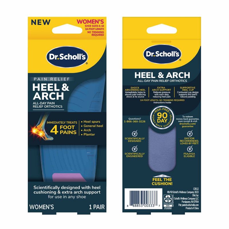 Dr. Scholl&#39;s Pain Relief Orthotics For Heel Pain For Women - Size 6-10, 3 of 12