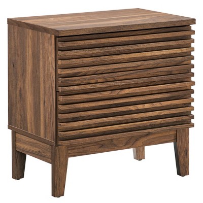 Modway Render Two-Drawer Nightstand – Mid-Century Modern Design with Wood Grain