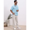 INSPIRE CHIC Men's Short Sleeves Chest Pockets Summer Beach Button Down Linen Shirts - 2 of 4