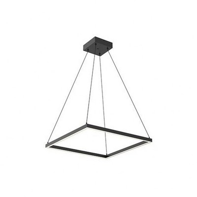 Piazza 24" Square LED Pendant Light in Matte Black Aluminum