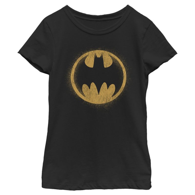 Girl's Batman Distressed Bat Signal T-Shirt, 1 of 5