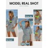 EXLURA Womens Summer 2 Piece Sets Casual Short Sleeve Striped Shirts Shorts Matching Sets Vacation Cruise Beach Outfits 2025 - 3 of 4