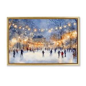 Stupell Industries Ice Skating Under The Lights Floating Frame Canvas Art - 1 of 4