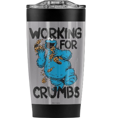 Sesame Street Cookie Monster Working For Crumbs Steel Tumbler 20oz Coffee Travel Mug