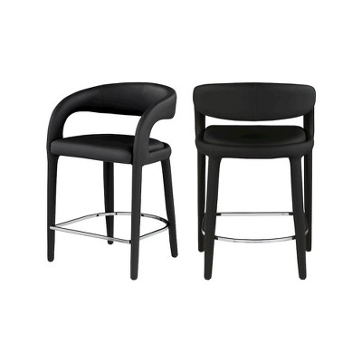 Meridian Furniture,Sylvester Black Vegan Leather Stool