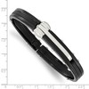 Black Bow Jewelry Men's Two Tone Stainless Steel & Black Pvc 10mm Hinged Bangle Bracelet - 4 of 4