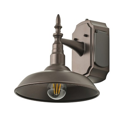 Dewdrop Modern Oil Rubbed Bronze 1-Light Dusk To Dawn Sensor Outdoor Wall Light