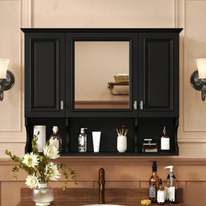 Modern Medicine Cabinet With Mirror And Open Shelves,Wall Mounted Bathroom Medicine Cabinet,Bathroom Storage Cabinet-Cuddlewood - 1 of 4