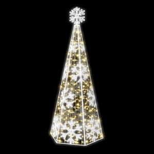 Season's Designs 9 ft White and Gold Snowflake Tree Topper Christmas Decoration with 1800 LED Warm White Flashing Lights Metal, Outdoor Use, Ground - 1 of 1